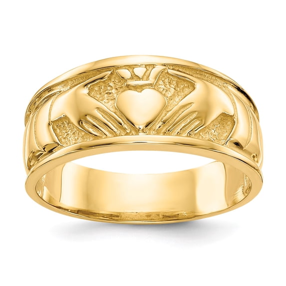 14k Polished Claddagh Ring in 14k Yellow Gold - Size 7