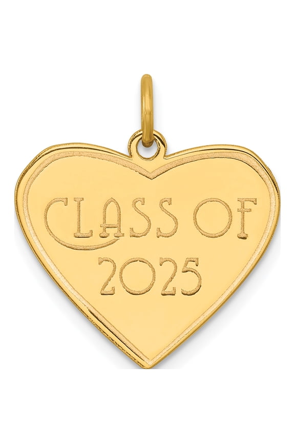 14k Polished Class of 2025 Heart Charm Yellow Gold Material Timeless Luxe Polished A thoughtful gift for anniversaries birthdays or special occasions