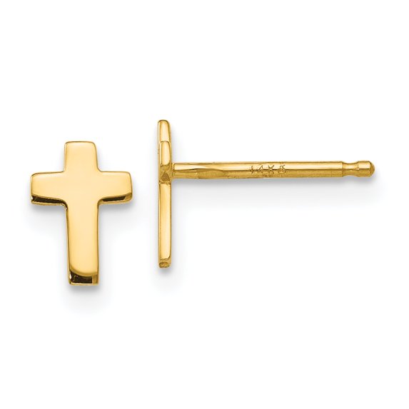 14k Polished Cross Post Earrings 14k Yellow Gold Earrings