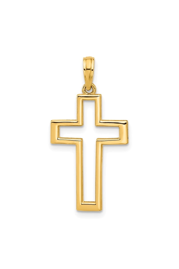 14k Polished Cut-out Cross Pendant