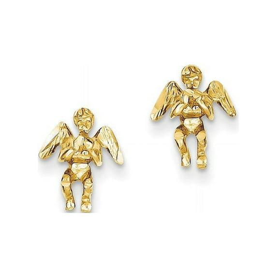 14k Polished & Diamond-Cut Angel Earrings