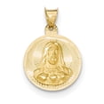 thumbnail image 1 of 14k Polished & Diamond-Cut Sagrado Corazon Circle Pendant, 1 of 1