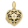 thumbnail image 1 of 14k Polished Filigree Diamond Heart Locket, 1 of 1