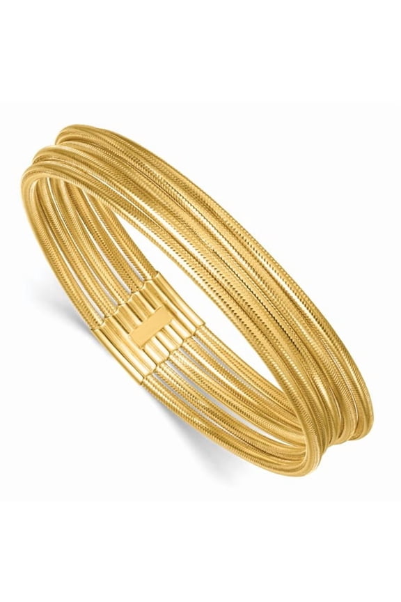 14k Polished Five Strand Mesh Stretch Round Bracelet