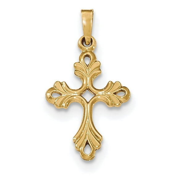 14k Polished Fleur De Lis Cross Pendant XR1475