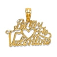thumbnail image 1 of 14k Solid Yellow Gold Polished Be My Valentine Pendant Necklace 15x19.4mm Wide Pendant for Women, 1 of 2
