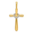 thumbnail image 1 of 14k Polished Gold Cross Pendant with Heart Accent for Men and Women Diamond Religious Jewelry Symbol of Faith and Love Sleek Spiritual Design with Classic Round Edges, 1 of 6