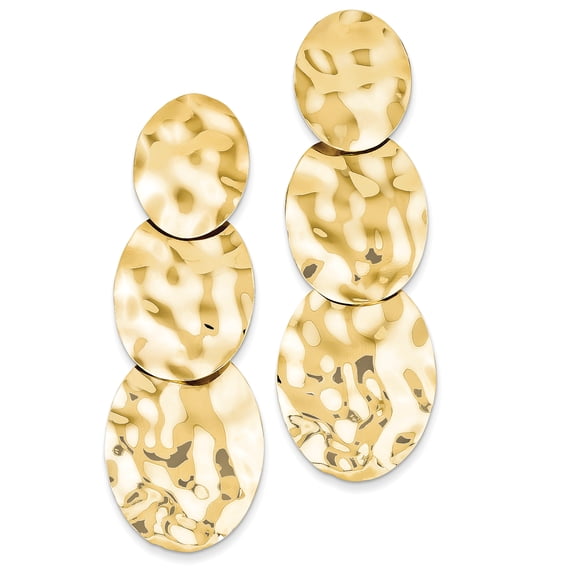 14k Polished Hammered Dangle Earrings