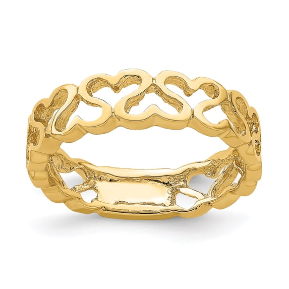 14k Polished Heart Band R777