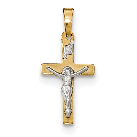 14k Polished INRI Crucifix Cross Pendant
