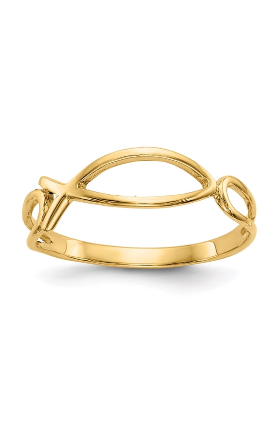 14k Polished Ichthus Fish Ring