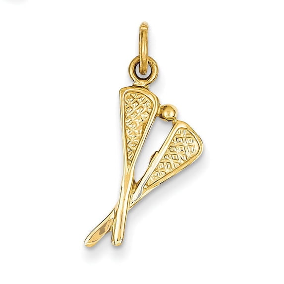 14k Polished Lacrosse Sticks Charm