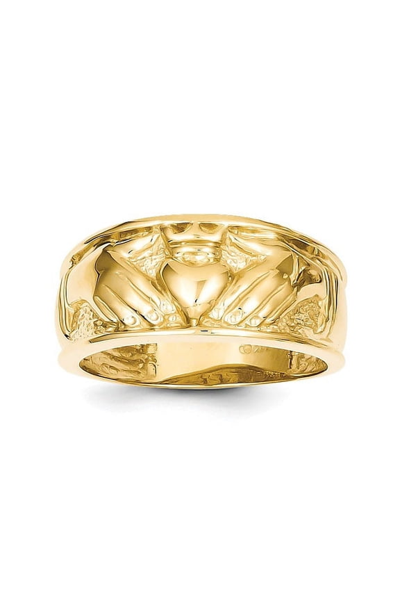 14k Polished Men's Claddagh Band