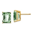 thumbnail image 1 of 14k Solid Yellow Gold Polished Post 10x8 Emerald Green Amethyst Earrings 11x8mm Wide Stud Earring for Women, 1 of 2