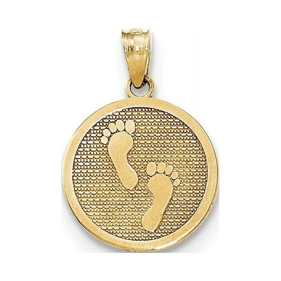 14k Polished Reversible Have Faith/Footprints Pendant