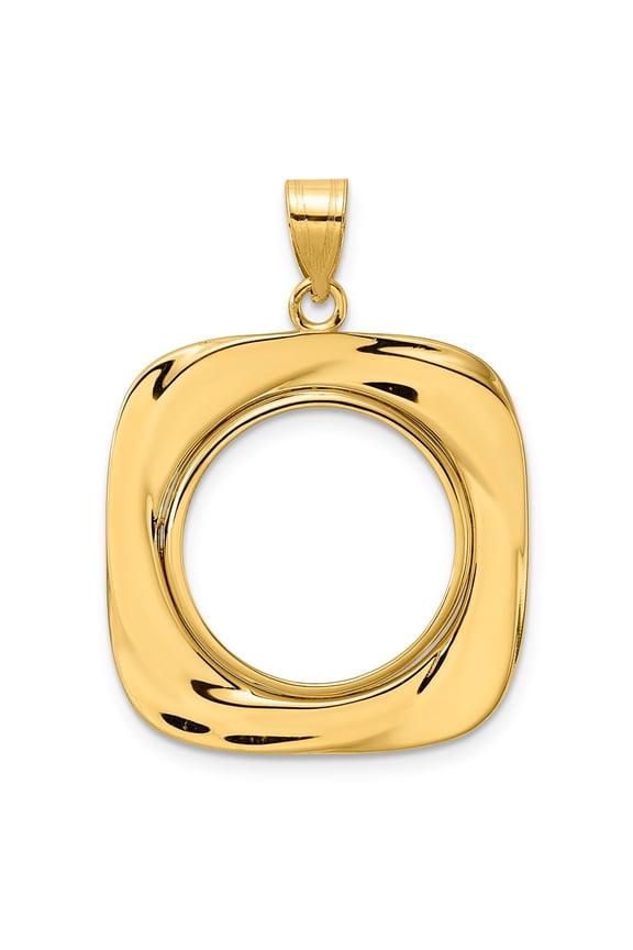 14k Polished Riptide with 18.0mm Prong Coin Bezel Pendant