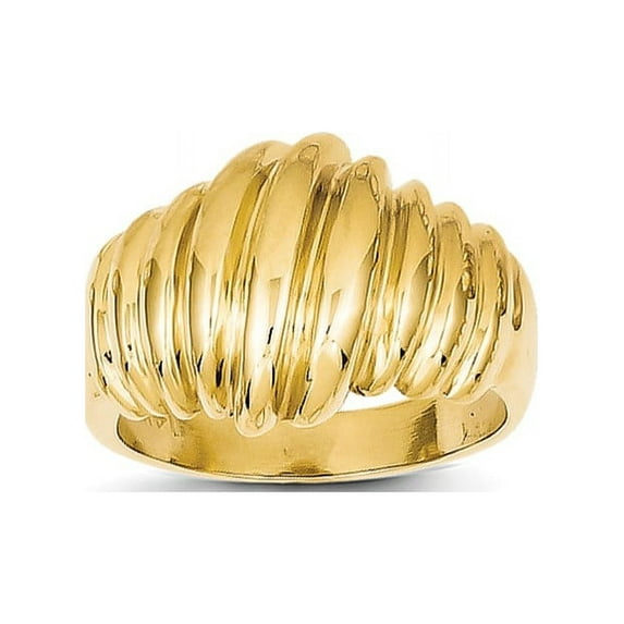 14k Polished Scalloped Dome Ring