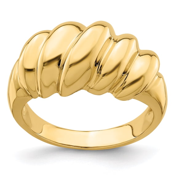14k Polished Slanted Shrimp Dome Ring R726