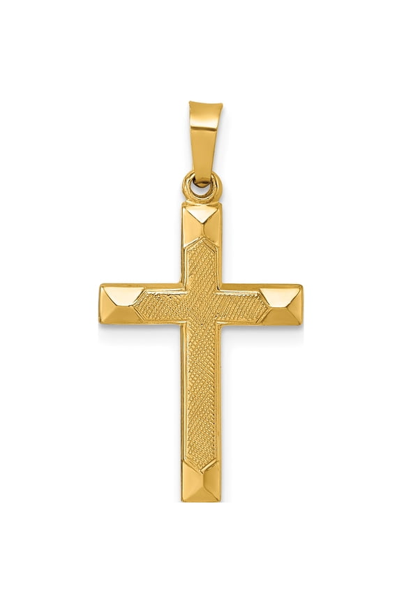 14k Polished And Textured Latin Cross Pendant Yellow Gold Material Captivating Heirloom Stylish A thoughtful gift for anniversaries birthdays or special occasions