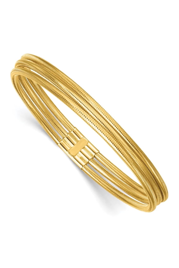 14k Polished Three Strand Mesh Stretch Bracelet