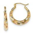thumbnail image 1 of 14k Polished White & Rose Rhodium Satin & D/C Hoop Earrings, 1 of 2