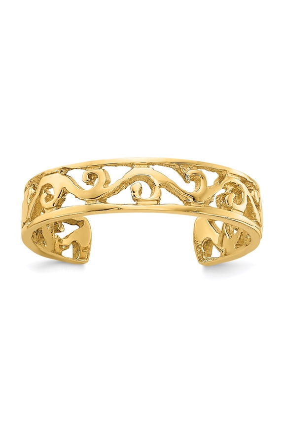 14k Polished and Diamond-cut Toe Ring