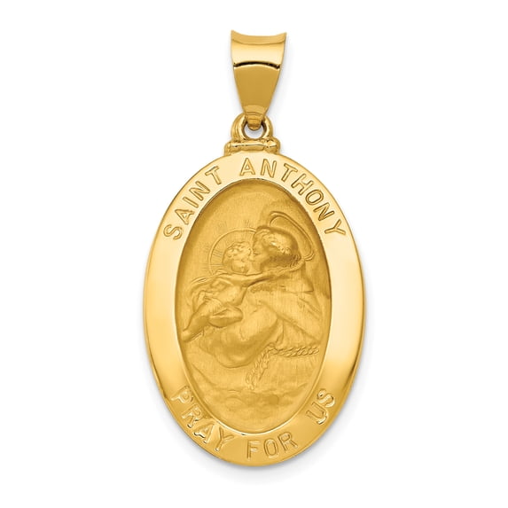 14k Polished and Satin St. Anthony Medal Pendant