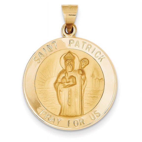 14k Polished and Satin St. Patrick Medal Pendant