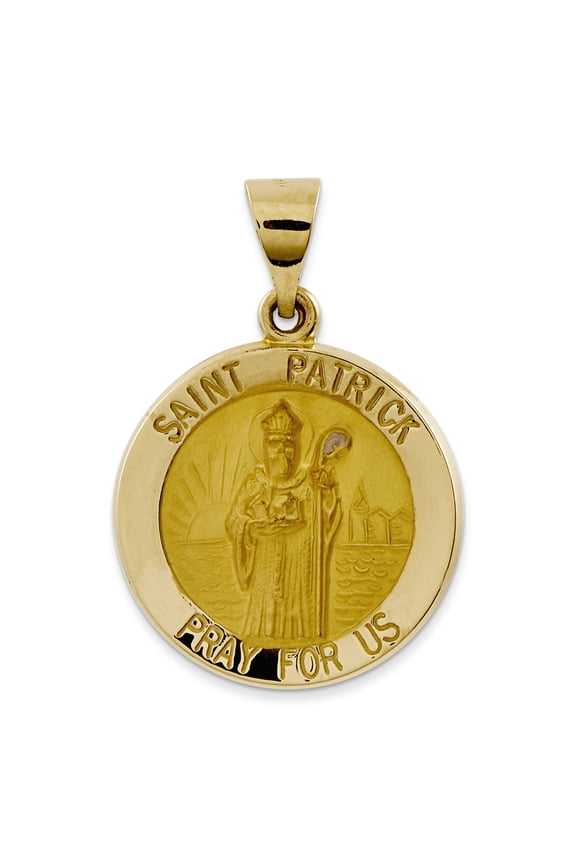 14k Polished and Satin St. Patrick Medal Pendant