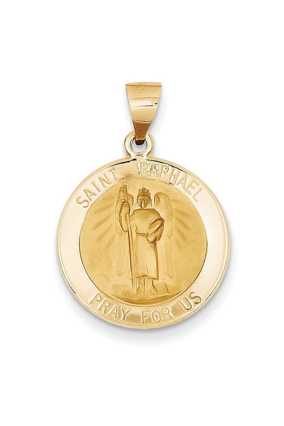 14k Polished and Satin St. Raphael Medal Pendant
