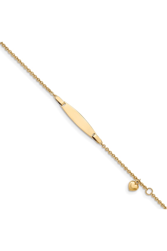 14k Polished with Heart & .5in ext. Baby ID Bracelet