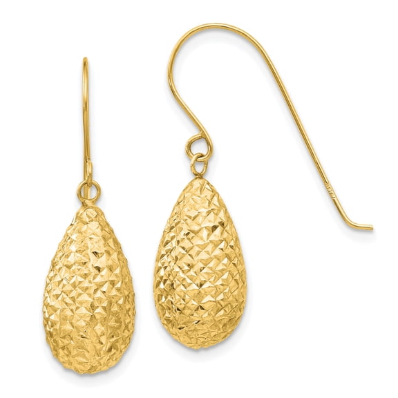 14k Puff Teardrop Earrings 14k Yellow Gold Earrings