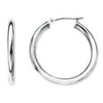 thumbnail image 1 of 14k REAL White Gold 40MMx2.0MM Thickness Classic Polished Round Tube Hoop Earrings with Snap Post Closure For Women, 1 of 4