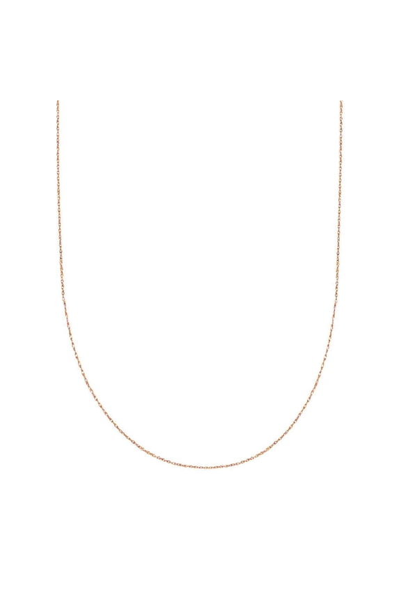 14k REAL Yellow or White or Rose/Pink Gold .50MM Shiny Classic Solid Rope Chain Necklace for Pendants and Charms with Spring-Ring Clasp (16", 18" or 20 inch)