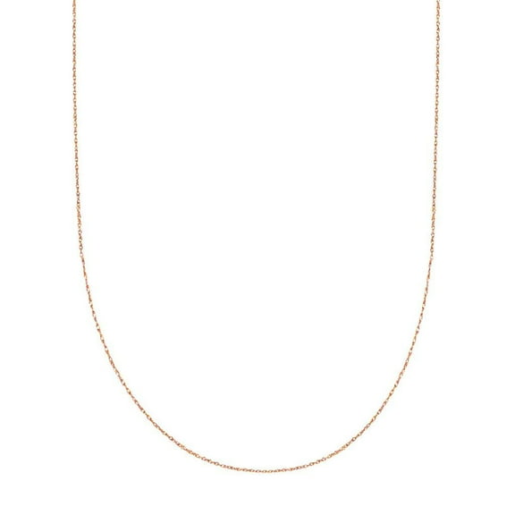 14k REAL Yellow or White or Rose/Pink Gold .50MM Shiny Classic Solid Rope Chain Necklace for Pendants and Charms with Spring-Ring Clasp (16", 18" or 20 inch)