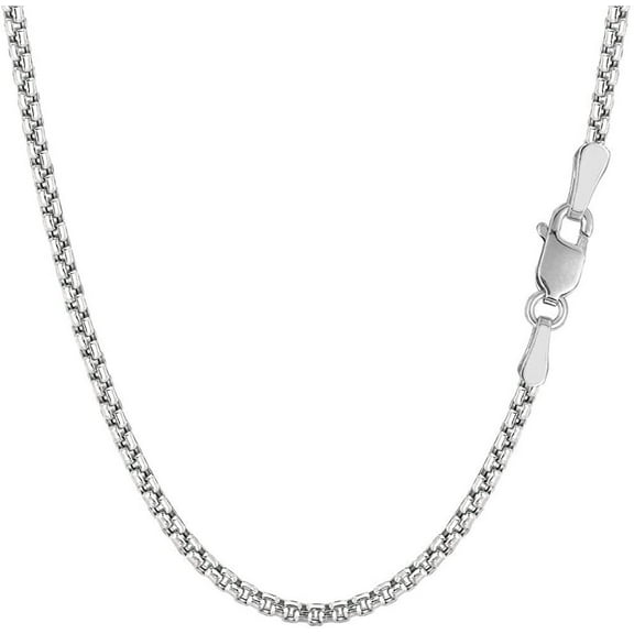 14k REAL Yellow or White SOLID Gold 1.35mm Shiny Round-Box Chain Necklace for Pendants and Charms with Lobster Claw Clasp (for Men, Women or unisex Jewelry) (16" 18" or 20" inch)