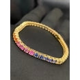 thumbnail image 1 of 14k Rainbow Sapphire Bracelet,Multi-Color Sapphire Tennis Bracelet,Natural Sapphire Round Rainbow Tennis Bracelet, 1 of 4