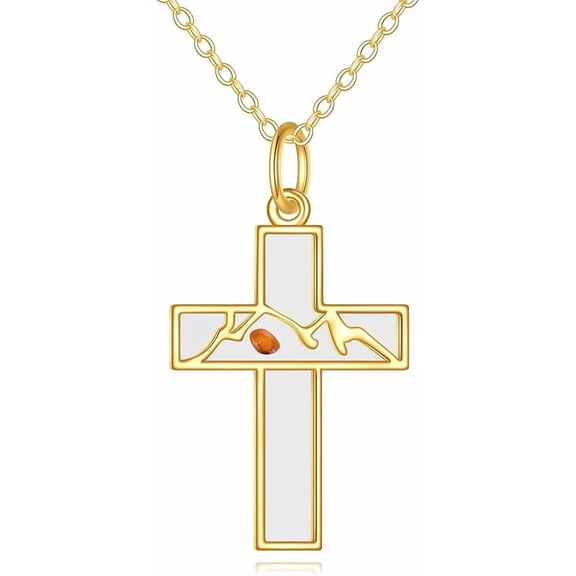 14k Real Gold Cross Necklace for Women Dainty Solid Gold Christian Religious Pendant Jewelry Gifts for Her
