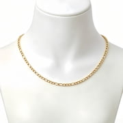 14k Real Gold Polished Necklace for Women, Real Solid 14k Yellow Gold Chain, 4mm and 20" Italian