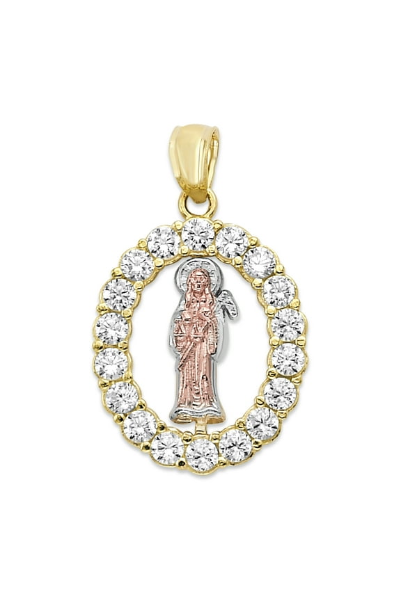 14k Real Solid Gold Dainty Santa Muerte Pendant with CZ Crystals for Necklace, Saint Death Jewelry, Dia De Los Muertos Gifts for Her