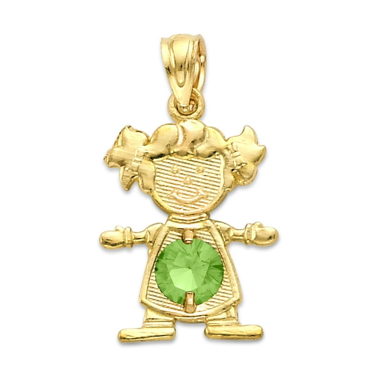 14K Real Solid Gold New Baby Girl with August CZ Birthstone Pendant for Necklace New Mom Jewelry Mothers Day Gift for Her Infant Girl s Size