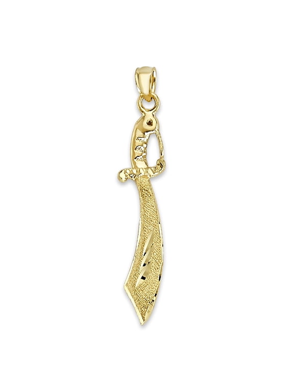 14k Real Solid Gold Scimitar Sword Pendant for Necklace, Pirate Sword Jewelry, Gfood Luck Gifts for Him or Her