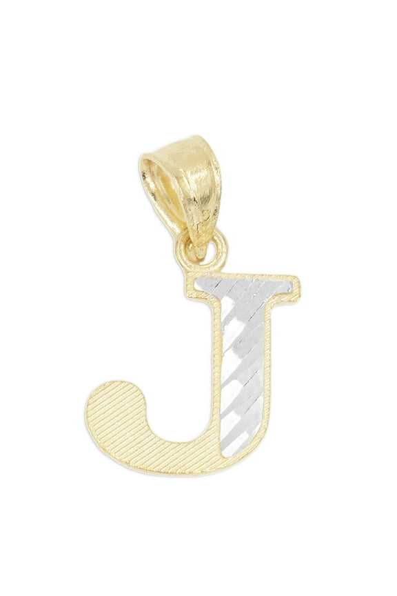 Golden Fire Solid 14k Gold Two Tone J Initial Pendant - Jewelry Gifts for Her