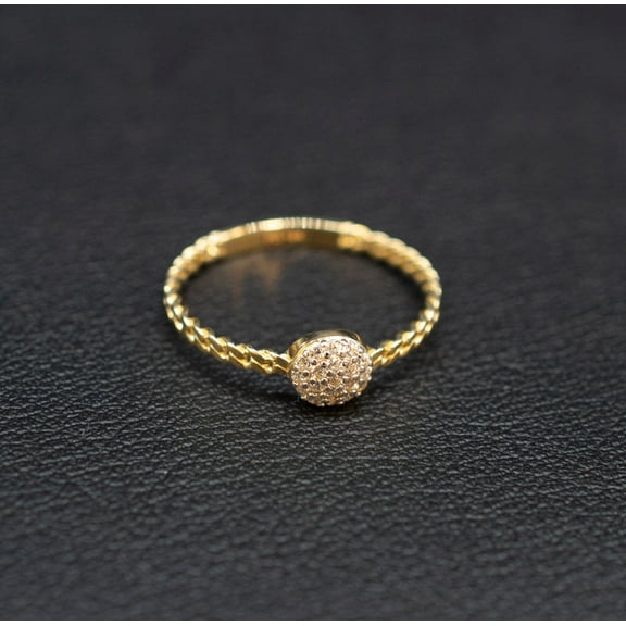 14k Real Solid Yellow Gold Bead Ball Ring, 14k Solid Gold Women Ring, Bad Ball Gemstone Gold Ring for Women, Gift, Gold Ring (Ring size:7;)