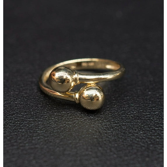14k Real Solid Yellow Gold Bead Ball Ring, 14k Solid Gold Women Ring, Bad Ball Gemstone Gold Ring for Women, Gift, Gold Ring (Ring size:8 1/2;)