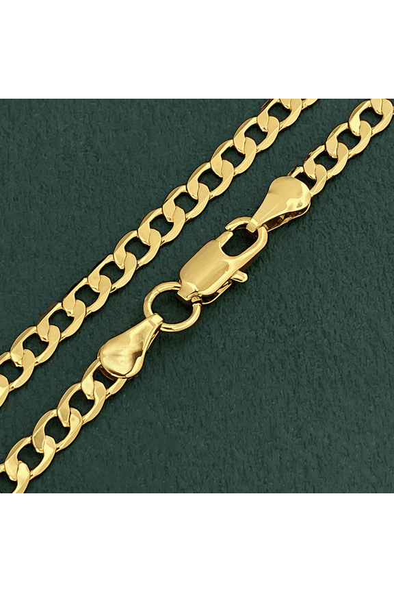 14k Real Solid Yellow Gold Cuban Curb Link 2mm Chain Necklace (18") Italian Jewelry for Men & Women