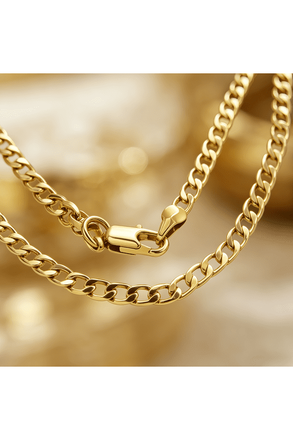 14k Real Solid Yellow Gold Cuban Curb Link 3mm Chain Necklace (26") Italian Jewelry for Men & Women