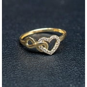 BOSPHORUSGOLD 14k Real Solid Yellow Gold Infinity Heart Ring, 14k Solid Gold Women Heart Ring, Infinity Symbol Gemstone Gold Ring, Valentine's day (Ring size:6 1/2;)