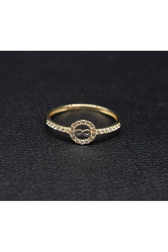 14k Real Solid Yellow Gold Infinity Ring, 14k Solid Gold Women Dainty Ring, Infinity Symbol Gemstone Gold Ring for Women, Gift, Gold Ring (Ring size:6 1/2;)