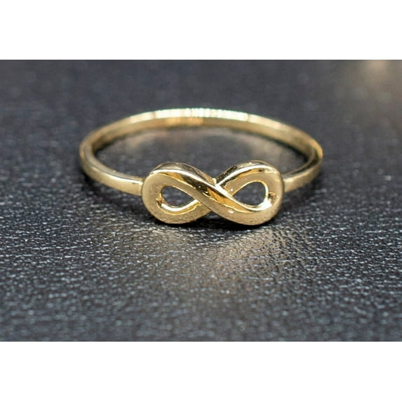 14k Real Solid Yellow Gold Infinity Ring, 14k Solid Gold Women Dainty Ring, Infinity Symbol Gold Ring for Women, Gift, Gold Women Ring (Ring size:5 1/2;)